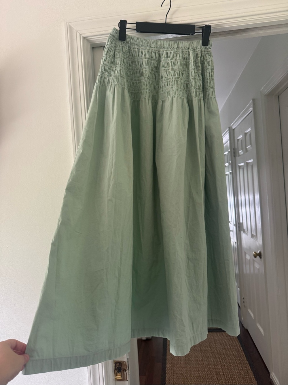 Staud Sunday Smocked Cotton Maxi Skirt